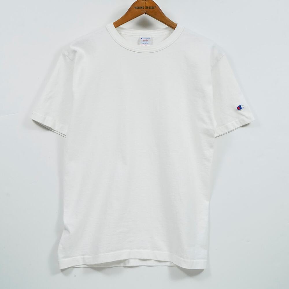 Vintage Champion T1011 Heavyweight T-Shirt Medium White Made in USA 19x27